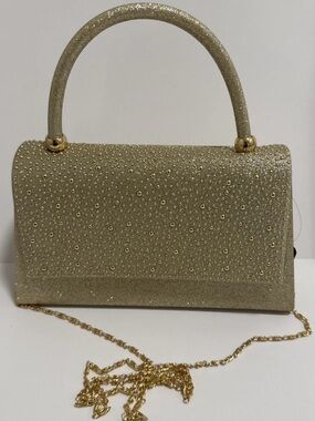 Kendall & James Elegant Gold Beaded Evening Purse, Shoulder Chain, NWT